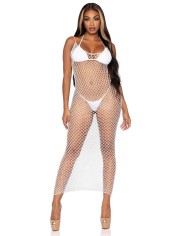 86963 Woven Twist Net Backless Maxi Dress
