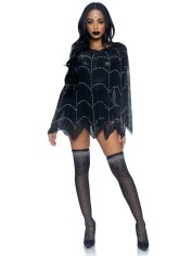 87082 Sheer Rhinestone Spiderweb Poncho