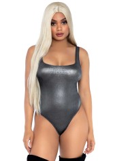 89265 Shimmer Spandex Snap Crotch Thong Bodysuit