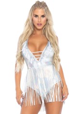 89266 Fringe Halter Bodysuit