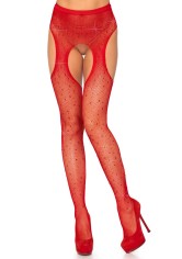 9108 Crystalized Fishnet Suspender Pantyhose
