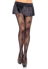 Micro Net Skull Print Pantyhose