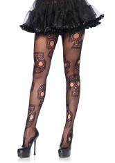 Plus Size Sugar Skull Net Pantyhose