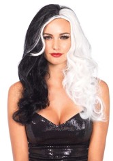 A2672 Two Tone Long Wavy Villain Wig