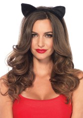 Velvet Black Cat Ear O/s Black
