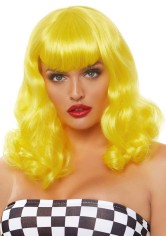 A2860 16 Retro Bang Curly Bob Wig