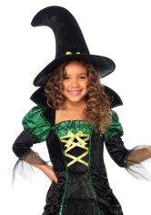 C49089 2 Piece Storybook Witch, Long Ruched Dress And Matching Hat