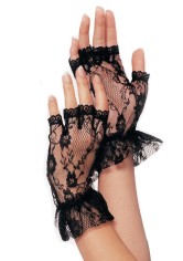 Lace Fingerless Wrist Ruffle Gloves