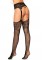 1605 Rhinestone Lace Top Fishnet Stockings With Lace Foot And Attached Garter Be