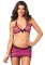 3 Piece Zig Zag Net Bikini Top,mini Skirt,side Tie Bikini Bottom