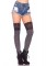 Ribbed Knit Over The Knee Slouch Socks With Wide Lace Top