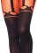 Contrast Color Opaque Pantyhose With Faux Garterbelt Detail