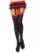 Contrast Color Opaque Pantyhose With Faux Garterbelt Detail