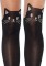 7908 Black Cat Spandex Opaque Pantyhose With Sheer Thigh Accent