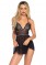 2 Piece Sheer Mesh Babydoll With Embroidered Lurex Lace Cups And Stretchy Ribbon