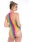 81556 Rainbow Striped Halter Bodysuit With Snap Crotch