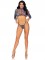 81607 3 Pc Striped Fishnet Bikini Top, G String Panties, And Long Sleeved Crop T