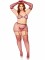 81617X 5 Pc Rhinestone Fishnet Garter Skirt Set With Bikini Top, G String, Glove