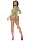 81629 2 Pc Zig Zag Net Gauntlet Sleeve Crop Top And Mini Skirt