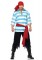 83663 4 Piece Pillaging Pirate Striped Shirt Tattered Pants Sash Head Scarf