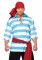 83663 4 Piece Pillaging Pirate Striped Shirt Tattered Pants Sash Head Scarf