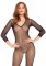 Seamless Fishnet V Front Long Sleeves Bodystocking
