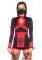 85401 3 Piece Dragon Ninja Hooded Romper Waist Sash And Face Mask X Large Black 