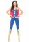 3 Piece Comic Book Hero Halter Catsuit With Cape Belt Headband