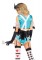 5 Piece Vixen Alice,crop Top,garter Shorts,arm Puffs,choker,bow Headband