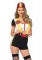 2 Piece Code Red Cutie,zipper Front Crop Top,suspender Shorts With Badge