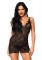 Boudoir Rose Lace Mini Dress With Polka Dot Bow & Cut Out Back