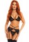86119 3 Pc Scalloped Lace Cage Strap Bra Top, Wrap Around Garter Belt, And Match