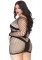 Diamond Net Long Sleeved Mini Dress With Opaque Panel Accents Plus Si Black