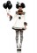 86658 3 Piece Pierrot Clown, Lace Trimmed Velvet Dress With Pom Pom, Ruffle Neck