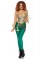 2 Piece Aqua Warrior,asymmetrical Catsuit With Leg Garter,attached Waist Sash An