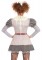 86729 2pc Creepy Clown, Includes Striped Dress With Pom Pom Accents And Lace Nec
