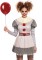 86729 2pc Creepy Clown, Includes Striped Dress With Pom Pom Accents And Lace Nec