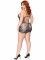 86955X 2 Pc Eyelash Lace Rhinestone Backless Mini Dress And G String