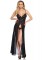 2 Piece Mesh And Lace High Slit Long Gown And Matching G String Panty