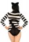 89204 Nylon Spandex Striped Cat Bodysuit With Snap Crotch