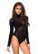 Opaque High Neck Long Sleeved Bodysuit With Snap Crotch