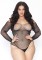 89231X Rhinestone Long Sleeve Fishnet Bodysuit With Snap Crotch Panty