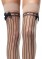 Lycra Sheer Pin Stripe Thigh Hi With Bow Top