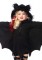 Cozy Bat, Zipper Front Fleece Dress with Furry Ear Hood
