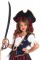 C49104 2 Piece Caribbean Pirate, Gold Trimmed Dress With Belt And Pirate Hat