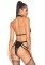 KI4028 Wet Look Cage Strap Garter Teddy With O Ring Halter And Zip Around Thong 