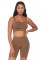 NK004 2 Pc Seamless Opaque Spandex Crop Tank And Bike Shorts