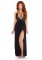 Brushed Jersey And Lace High Slit Long Gown With Halter Harness And Adjustable C