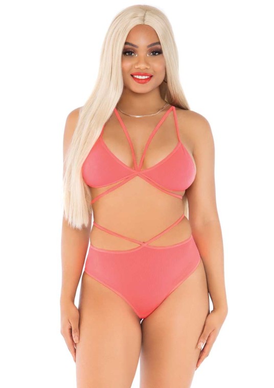 Leg Avenue 81602 2 Pc Opaque Cage Strap Bra Top And Strappy Brazilian  Briefs in Lingerie, Bras, Panties, Teddies, Thongs, Lifts and Body Shapers  - $45.99