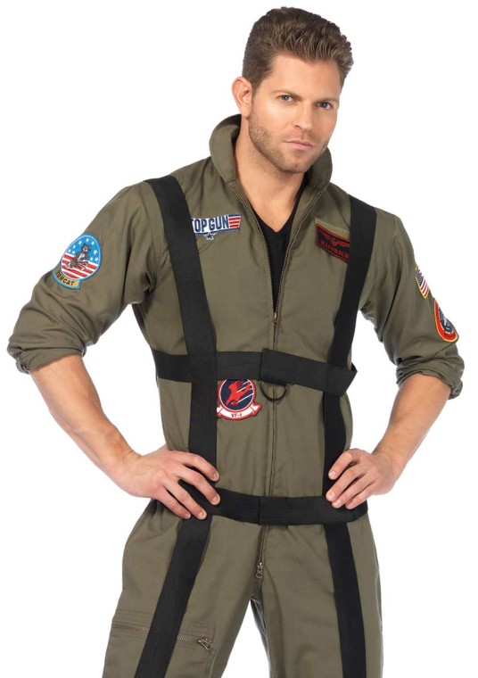 Mens Flight Suit Top Aviator Costume Gun Pilot Flying Uniform Fancy Dress  1980s | eBay